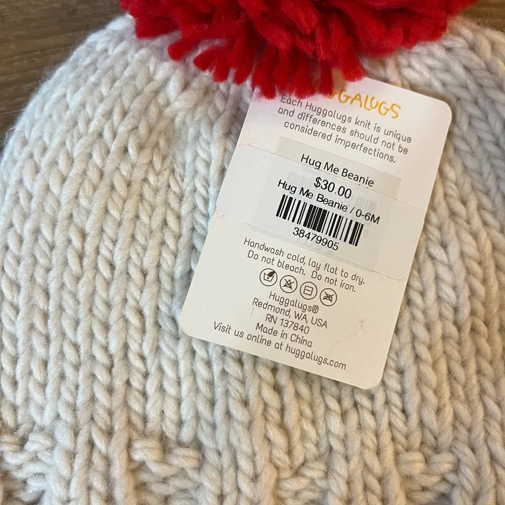 Cozy Knit 'Hug Me' Kids Beanie - Red and White